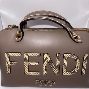 Fendi Taupe and Snakeskin Satchel